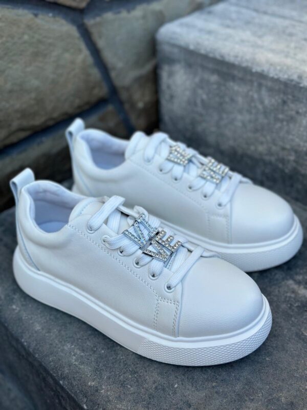 Białe Sneakersy Almetii Skóra Naturalna