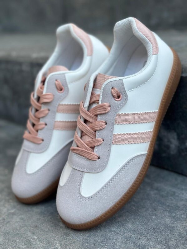 Stylowe Lekkie Trampki Old School Pink&White