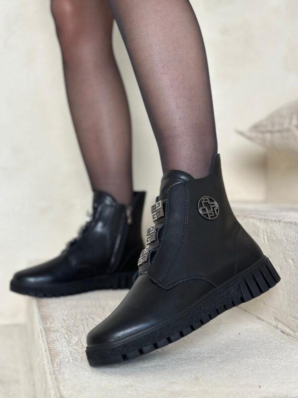 Skórzane Botki Na Platformie Menau Black