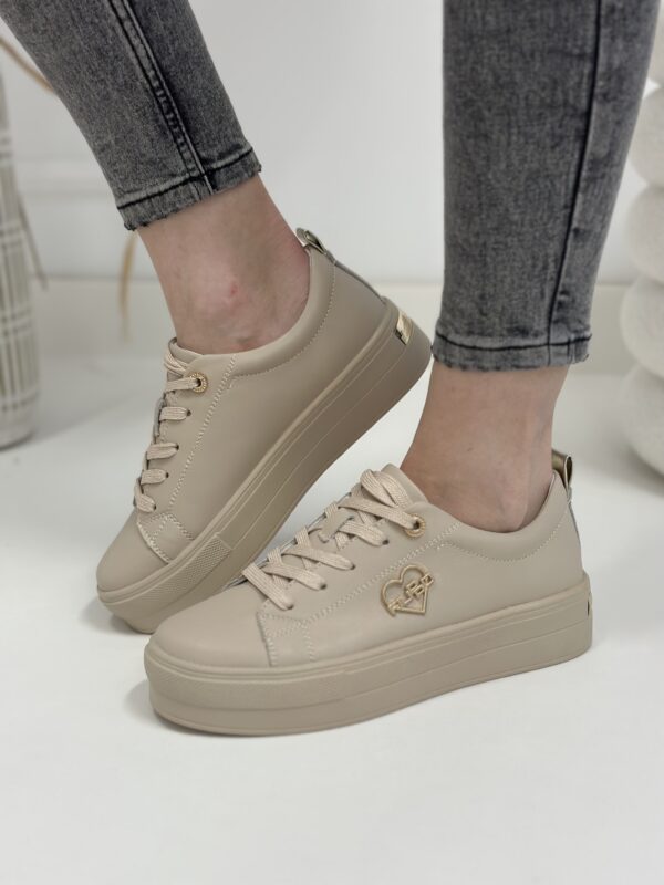 Lekkie Beżowe Sneakersy Mantano Skóra Naturalna