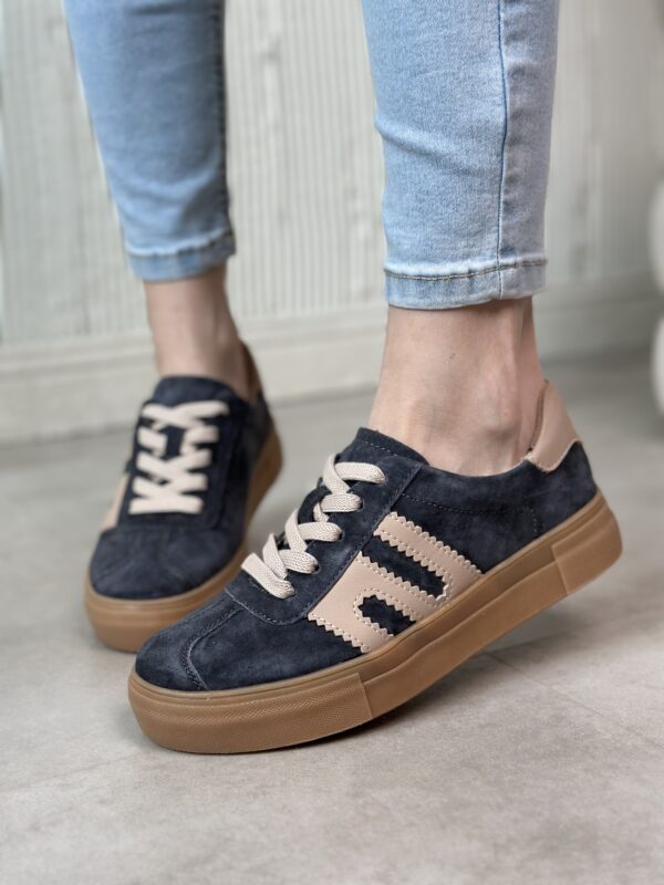 Skórzane wygodne trampki na wyższej podeszwie Lavi Grey